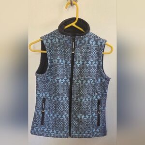 Roper Girl's Vest with Blue and Grey Pattern